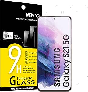 NEW'C Pack of 2 Tempered Glass Screen Protectors for Samsung Galaxy S21 5G (6.2), Bubble-Free - Ultra Resistant (0.26 mm HD Ultra Transparent) 9H Hardness Glass - Image 1