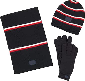 Tommy Hilfiger Mens Hat Scarf Gloves Set, Desert Sky Stripes, One Size - Image 1