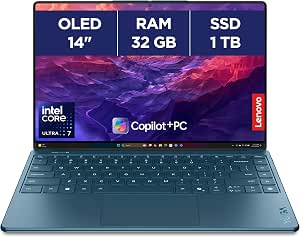 Lenovo Yoga Slim 9 14ILL10 – 14 Inch 4K OLED WQUXGA Touch Copilot+ Laptop (Intel Ultra 7 258V, 32GB RAM, 1TB SSD, Intel Arc Graphics 140V, Windows 11 Home) AZERTY Keyboard – Tidal Teal - Image 1