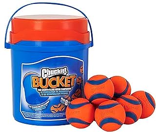 Chuckit! Ultra Ball - Jouet en Caoutchouc pour Chien - Ultra rebondissante et Durable - avec Seau - Compatible avec Les lanceurs - Lot de 8 balles (M) - Image 1
