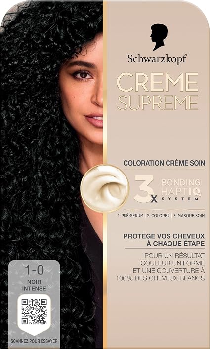 Schwarzkopf - Permanent Hair Colour - Supreme Cream - Uniform Colour Result - Pre-Serum - Care Mask - 100% White Hair Coverage - Intense Black - Image 1