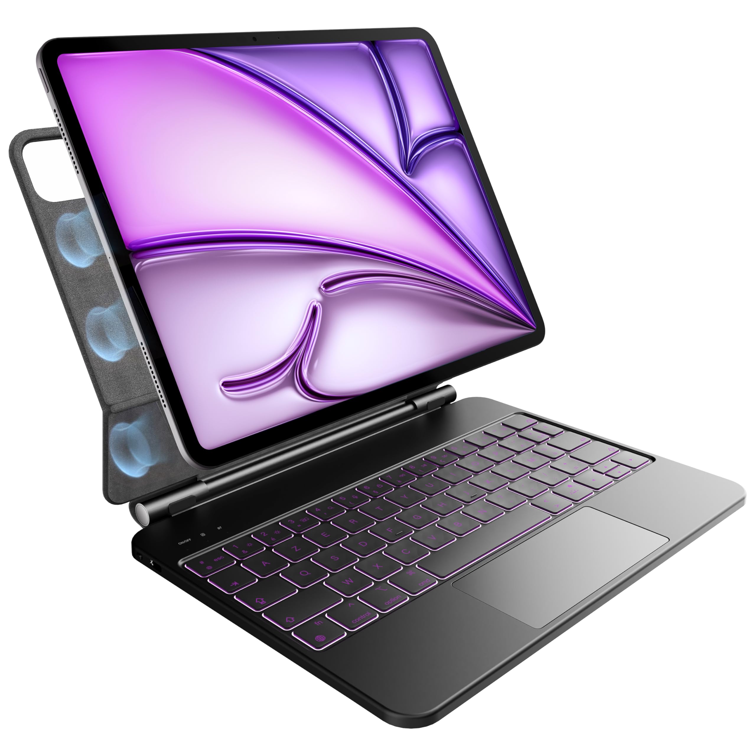 Keyboard for iPad Air 13 Inch (M3 2025 / M2 2024) and iPad Pro 12.9 Inch (6th, 5th, 4th, 3rd Generation), 7 Colors Backlight, Multi-Touch Touchpad, Floating Magnetic Design, AZERTY Black - Image 1