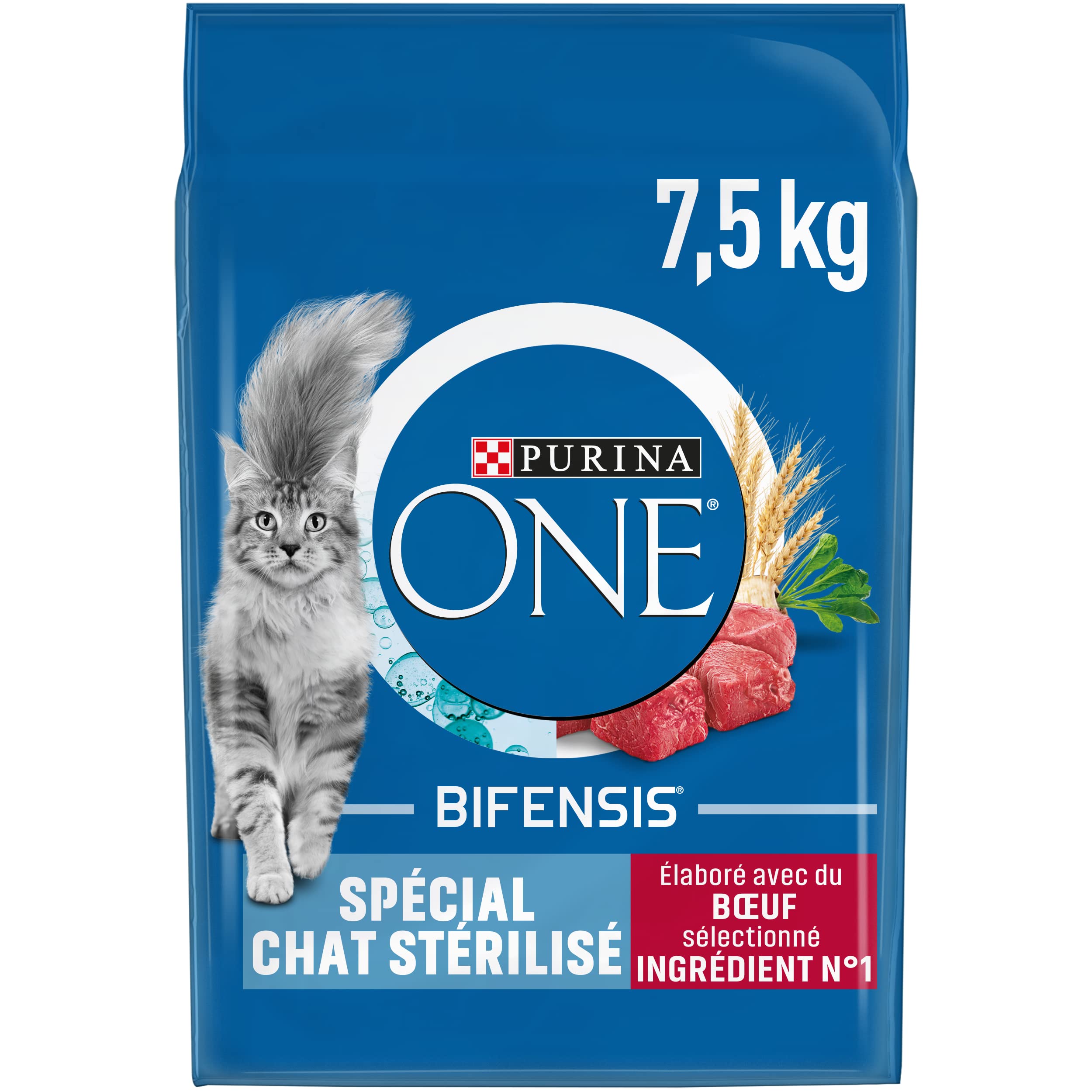 PURINA ONE | Benefits | Sterilized Adult Cat Special | Strengthens the immune system, improves microbiome balance and helps maintain a healthy urinary system | Beef | Bag | 7.5 kg - Image 1