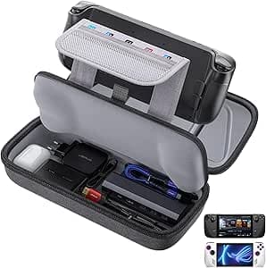 JSAUX Steam Deck/ROG Ally Case, Protective Hard Shell Carrying Case with Built-in Charger and Docking Station Storage, Portable Carry Case for Steam Deck OLED/ROG Ally X - BG0106X