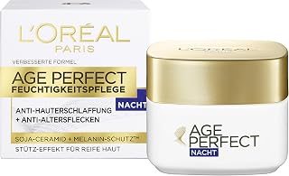L'Oréal Paris Soin de nuit Age Perfect hydratant anti-âge, effet de soutien et anti-âge pour peaux matures avec céramique de soja et protection de la mélanine, 50 ml - Image 1