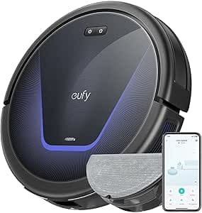 eufy G50 Hybrid Robot Vacuum Cleaner, 4000 Pa Suction, Dynamic Navigation, Pro-Detangle Comb, Roller Brush, Cleaning Pad for Washing Floor Surfaces, for Pet Hair, Hard Floors, Carpets