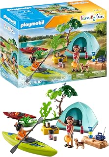 71425 Family and Tent - Family Fun - Shared Holidays in Nature - Includes Two Characters, Two Canoes, Tent, Campfire and Accessories - Ages 4 and Above - Image 1