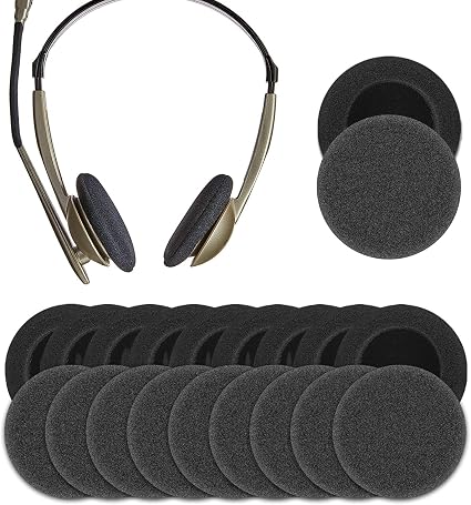 Geekria 10 Pairs QuickFit Replacement Foam Earpads for AKG, Koss, Logitech, Plantronics Rapoo, Sennheiser, Sony, 50mm Headphones (Black) - Image 1
