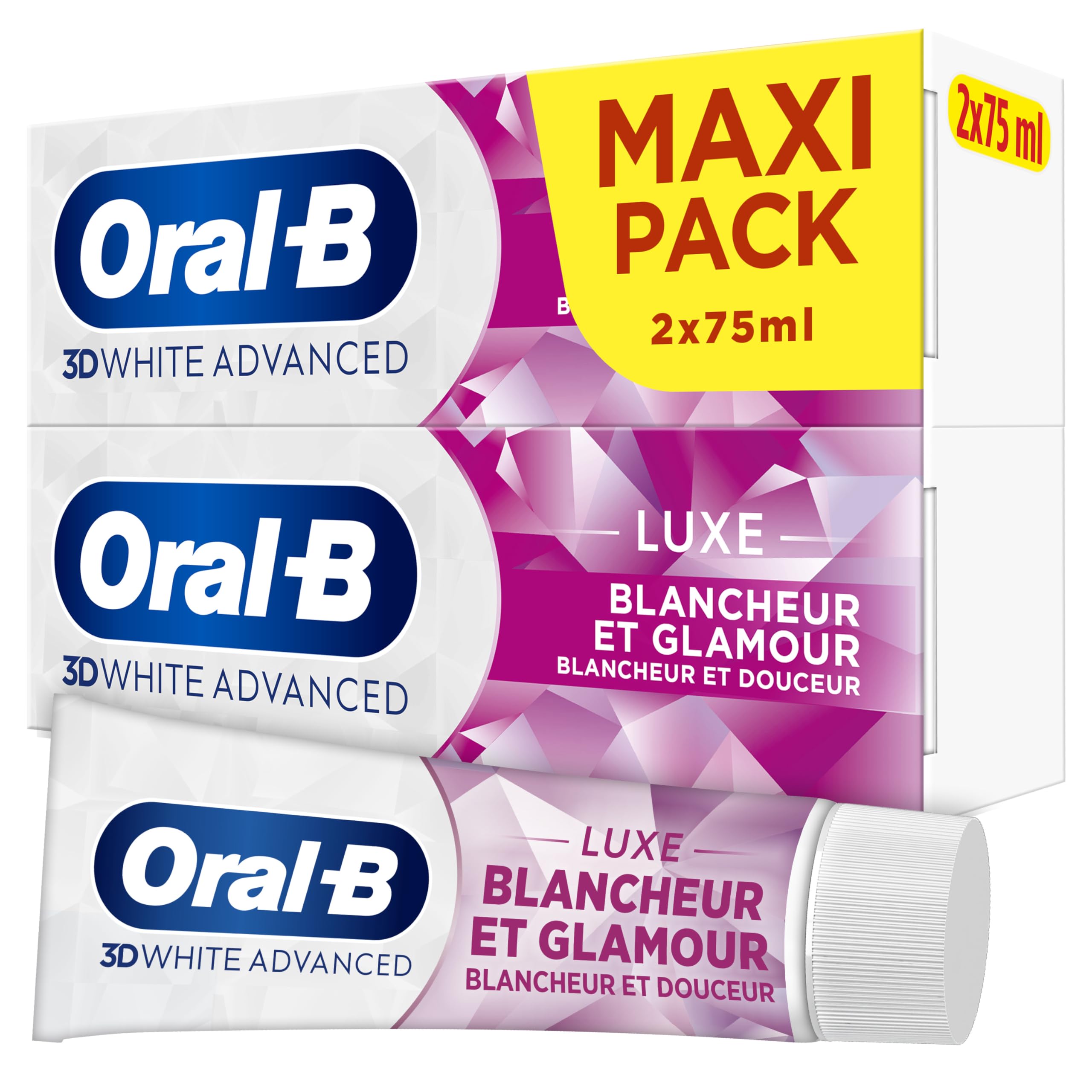 Oral-B Glamorous 3D White Advanced Luxury Perfection Against Surface Spots, Designed For Advanced Teeth Brushing, Sweet Mint Arome, Pack Of 150 ml - Image 1