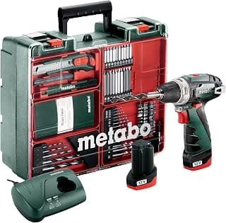 Metabo Perceuse-visseuse sans fil 10,8 V Power Maxx BS Basic Mobile Atelier + 64 pièces accessoires, 1 pièce, 600080880 , vert