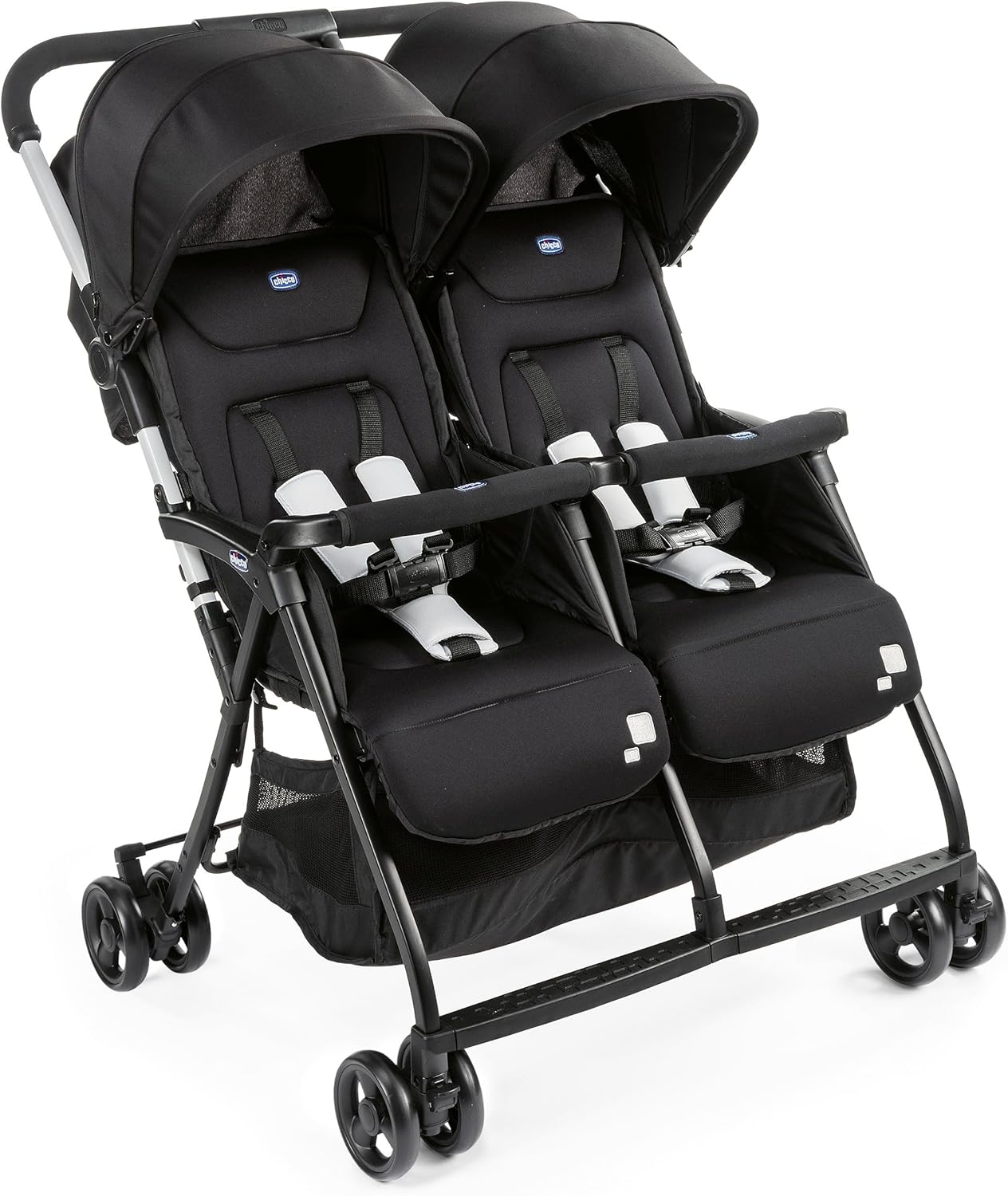 Chicco OHlalà Poussette Canne Double, Légère Inclinable et Pliable, Poussette pour Jumeaux de la Naissance à 15 kg, Fermeture Compacte, Inclus une Housse de Pluie, Capote Extensible - black night - Image 1