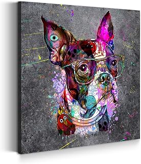 ARTEDinoi Modern Canvas Painting Graffiti Street Art French Bulldog Wall Decoration Size 40 x 40 x 2 cm - Image 1