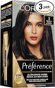 L'Oreal Paris Permanent Hair Colour with Hair Colour and Nourishing Balm Preference, 3 x Dark Natural Brown - Image 1