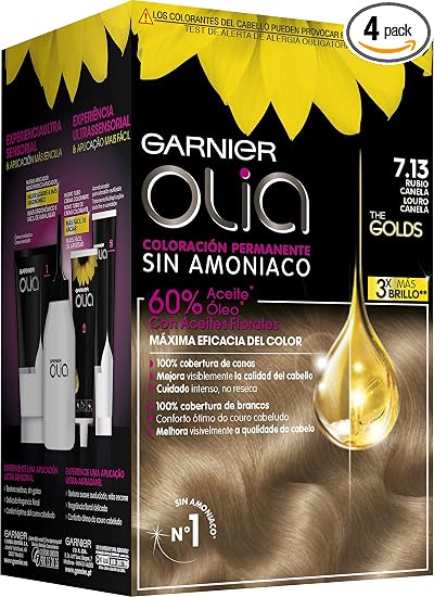 Olia Garnier Permanent Hair Dye, Ammonia-Free with Natural Derived Floral Oils 7.13 Tone Cinnamon Blonde, 1 - Image 1