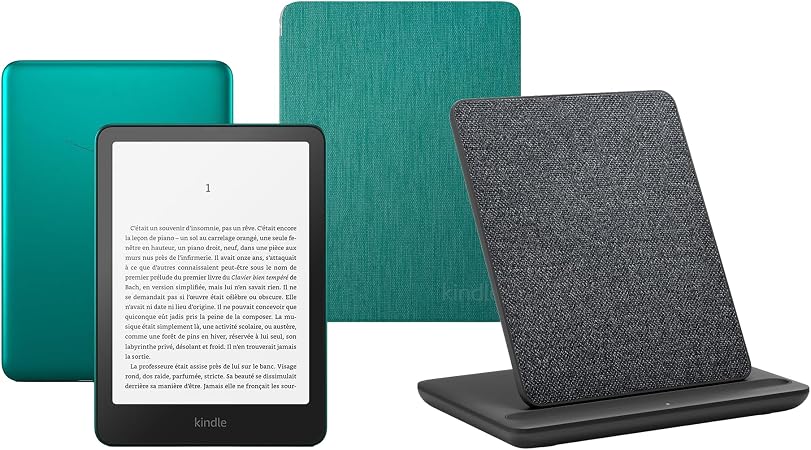 Kindle Paperwhite Signature Edition (2024 Release) 32 GB without ads, Jade Amazon Clear back Cover and a Made for Amazon Wireless Charging Dock - Image 1
