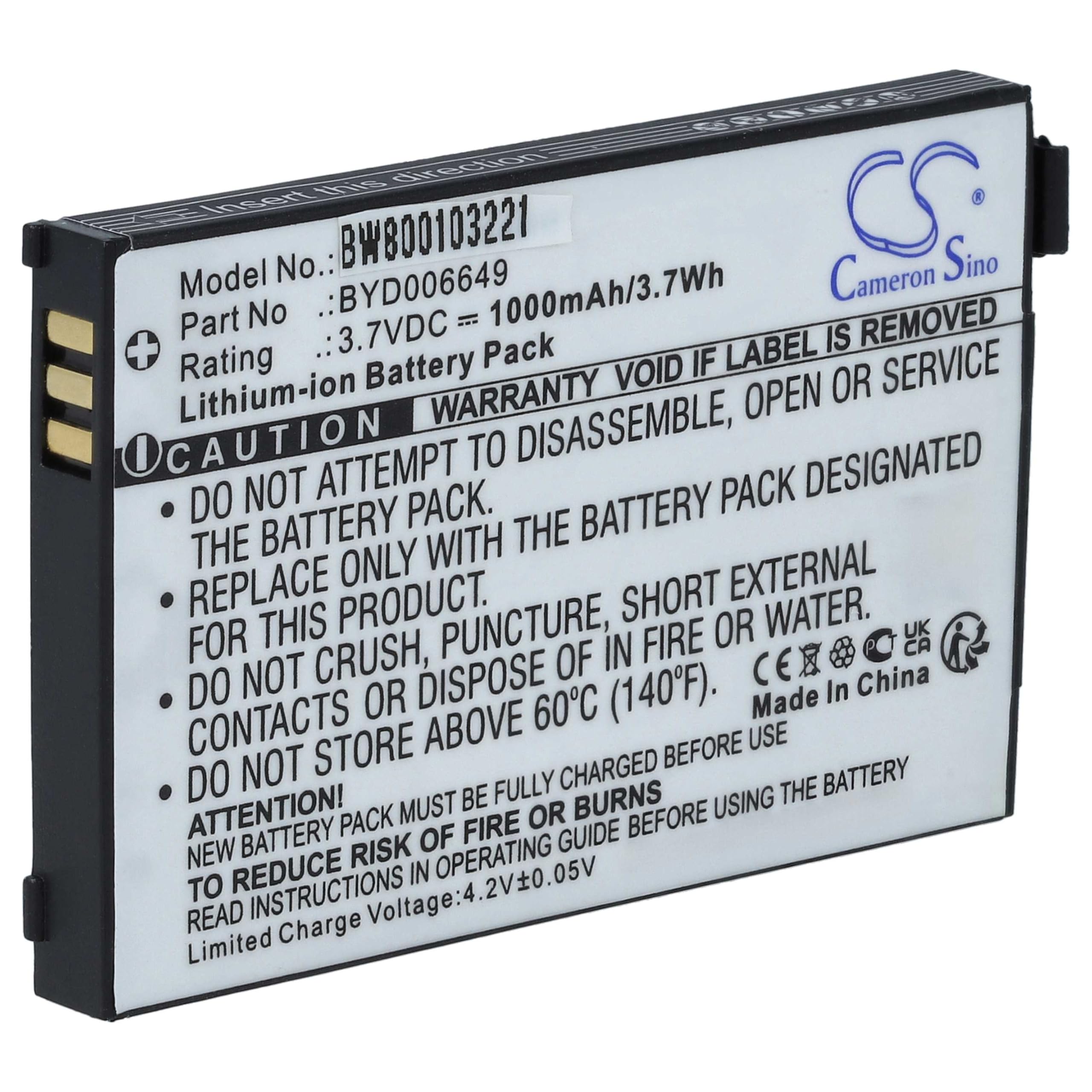 vhbw Battery Compatible with NUK 10256296, BM300 Parent Unit, Eco Control + Video Baby Monitor, Baby Monitor (1000mAh, 3.7V, Li-ION) - Image 1