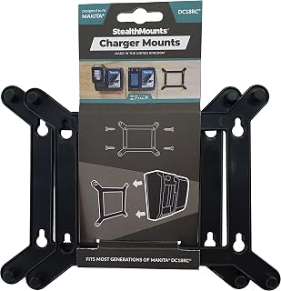 StealthMounts Support pour Chargeur Makita | Fixation murale pour chargeur (Noir) | Design robuste et facile à installer - Lot de 2 (Chargeur Double) - Image 1