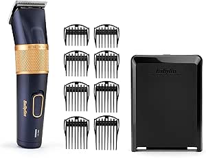 BaByliss Lithium Performance Hair Clipper - Professional Cordless Performance, 45 Length Settings (0.6-28mm), Lithium Battery, Dark Blue/Gold, E986E - Image 1