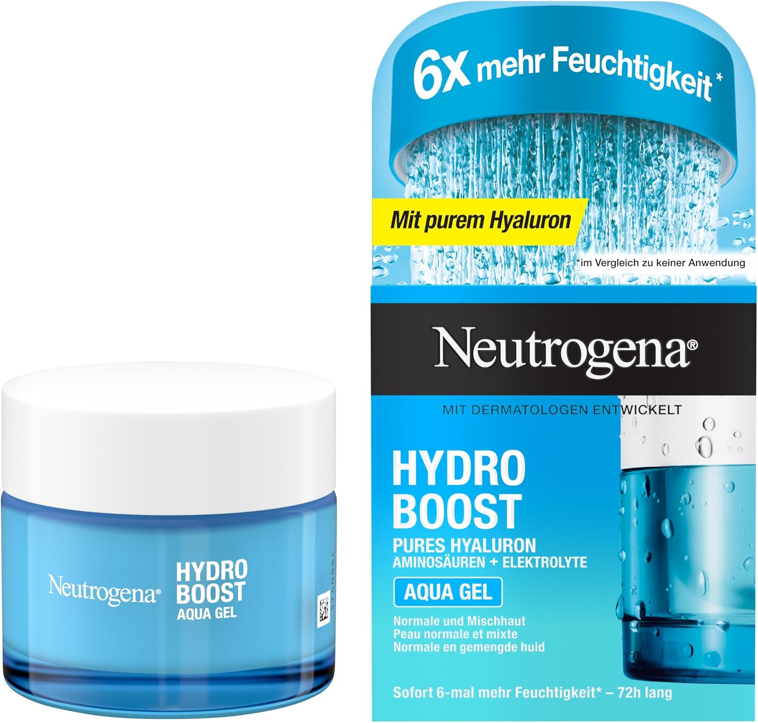 Neutrogena Hydro Boost Aqua Gel Moisturizing Face Cream with Hyaluronic Acid, Amino Acids and Fast Absorbing Electrolytes for Normal & Combination Skin 50ml - Image 1
