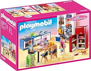 Playmobil 70206 Cuisine familiale - Dollhouse - avec Deux Personnages, l'équipement de Cuisine et des Accessoires électroménagers - pour aménager la Grande Maison Traditionnelle - Dès 4 Ans - Image 1