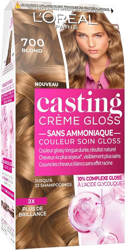 L'ORÉAL PARIS - Semi-Permanent Hair Colour Tone on Tone - Gloss Care Colour - Ammonia Free - Casting Cream Gloss - Shade: Blonde (7.0) - Image 1