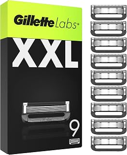 Gillette Labs Lot De 9 Recharges De Rasoir Pour Hommes, AUTHENTIQUES, A 5 Meilleures Lames De La Marque, Barre Exfoliante Pour Un Rasage Doux Et Efficace, Compatibles Avec Les Manches GilletteLabs - Image 1