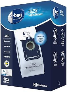 E201SM Sac Aspirateur S-bag Classic Long Performance, 12 sacs, optimise le flux d'air avec le matériau synthétique résistant du sac, adapté à de nombreux types d'aspirateurs - Image 1