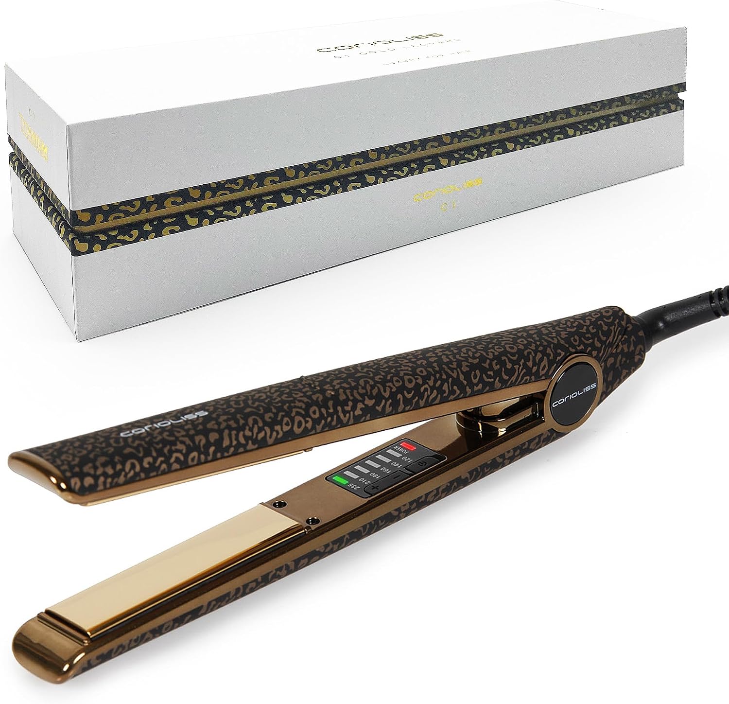 Corioliss C1 | Professional Titanium Hair Straightener | Titanium Hair Straightener | Temperature 120°C-235°C | Fast Heats 20S | Perfect For Straightening & Waves | Travel Case | Leopard Gold - Image 1
