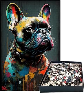 GreenAnoo Adult Puzzle 1000 Pieces Animal Popart – French Bulldog Dog – Wall Decoration – Frame 50 x 75 cm – Premium Quality FSC Cardboard 2 mm - Image 1