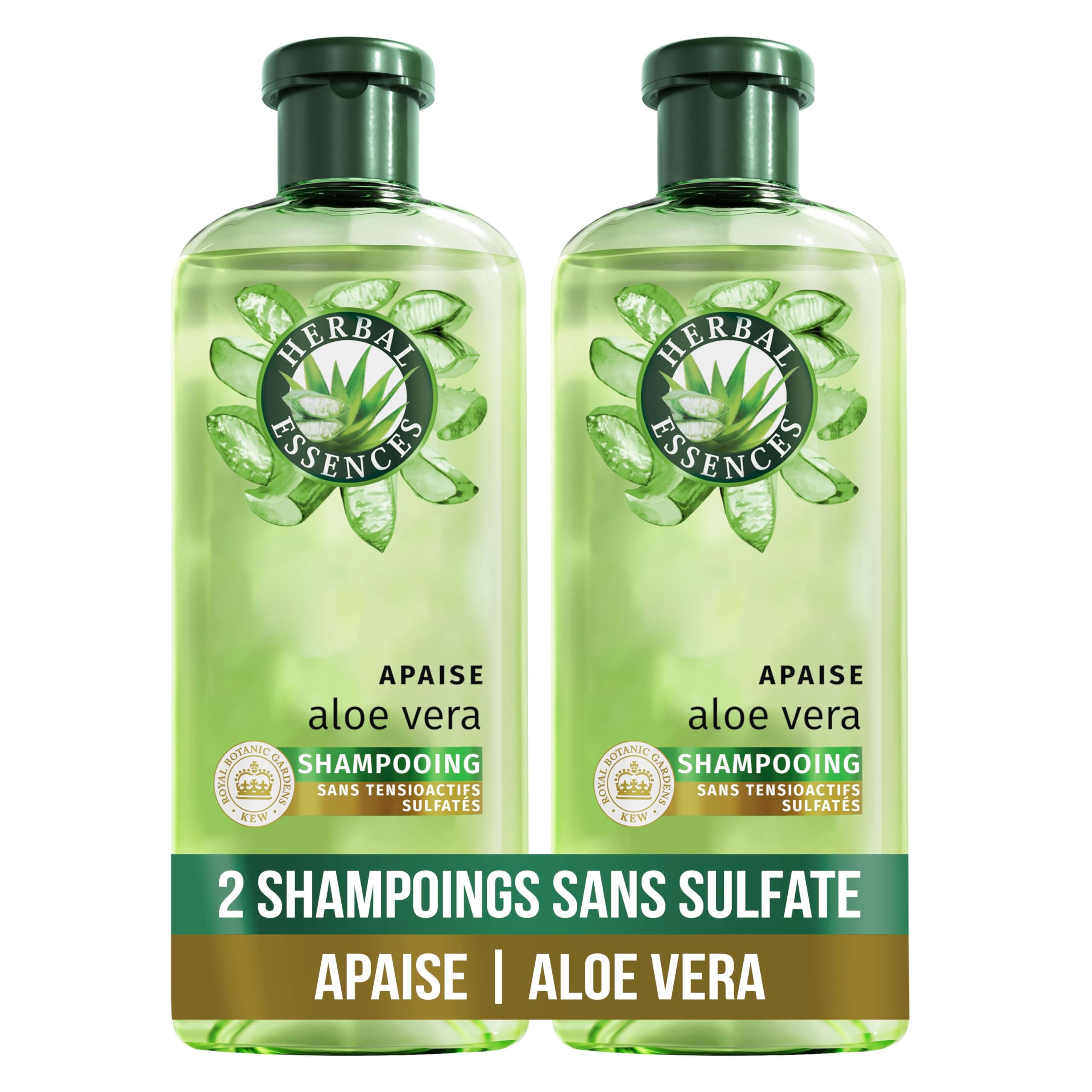 HERBAL ESSENCES - Sulfate Free - Moisturizing Shampoo 2x250ml Aloe Vera - Soothes, Hydrates, Cleans and Nourishes Very Dry Hair - Jasmine Scent, Silicone and Sulfate Free - Vegan - Image 1