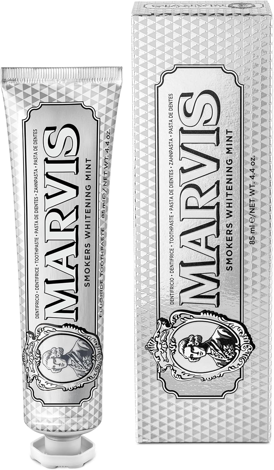 Marvis Dentifrice blanchissant pour fumeurs, Menthe, 85 ml, Favorise le blanchiment naturel des dents, Dentifrice anti-plaque & fraîcheur longue durée - Image 1