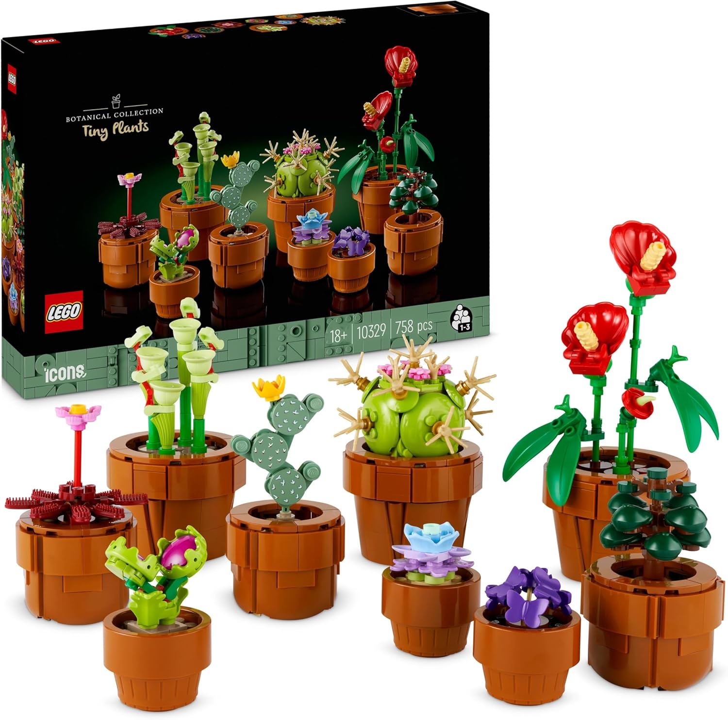 LEGO Botanicals Les Plantes Miniatures - 9 Plantes artificielles Dont Cactus à Construire pour Adulte - Accessoires de décoration pour Maison - Idée de Cadeau d'anniversaire pour Femme ou Homme 10329 - Image 1