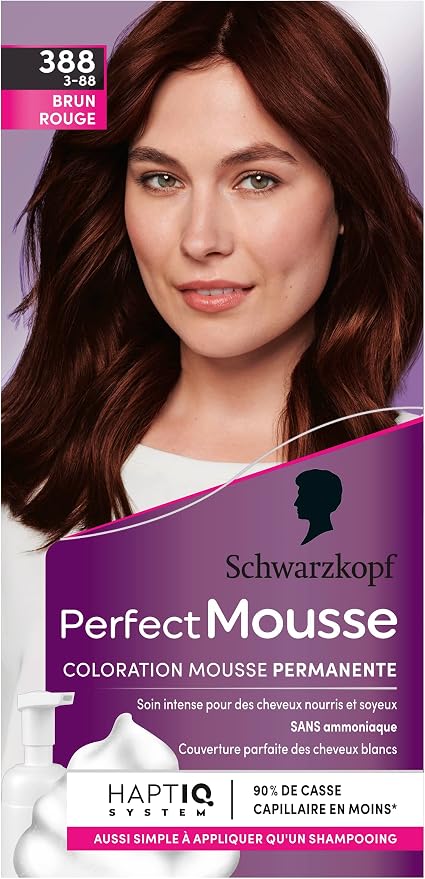 Schwarzkopf - Perfect Mousse - Hair Color - Ammonia-Free Permanent Mousse - Care Mask 96% Natural Ingredients - Red Brown 388, 1 ml (Pack of 1) - Image 1