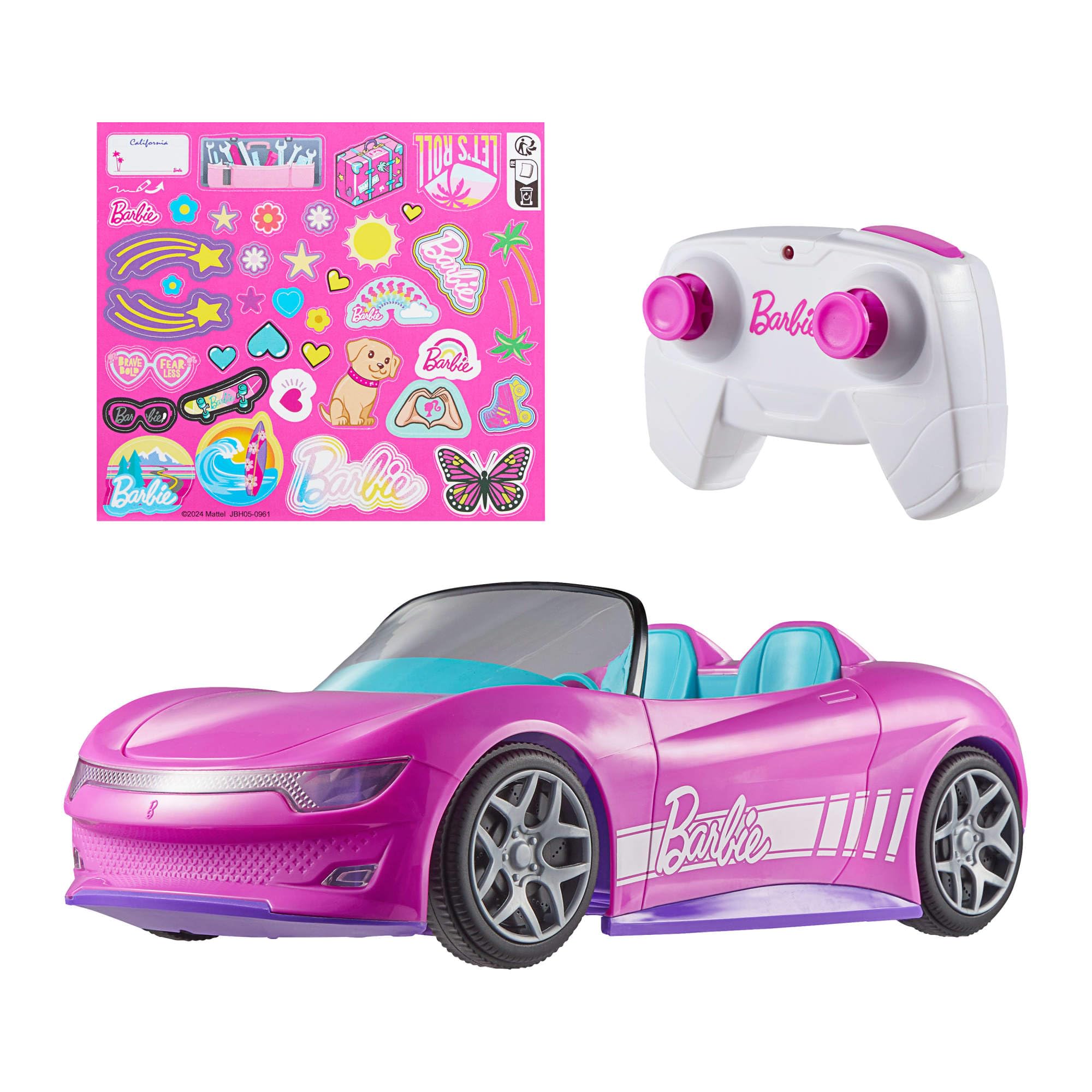 Hot Wheels Barbie RC Convertible, Pink Convertible with Remote Control, Holds 2 Barbie Dolls, JBH05 - Image 1