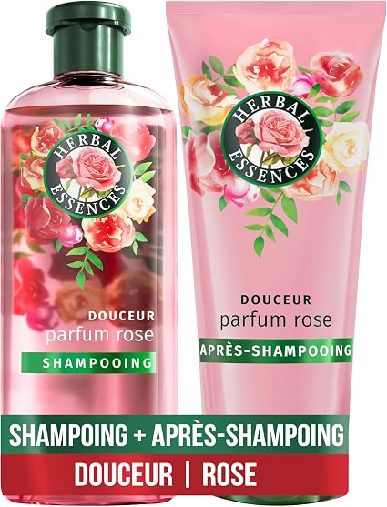 Herbal Essences Douceur Shampoo 250 ml and Conditioner 200 ml Rose Fragrance, Nutrition for Dry Hair, Natural Origin Ingredients, Vegan - Image 1