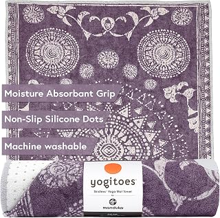 Manduka Yogitoes Serviette de tapis de yoga, serviette de sport antidérapante en microfibre pour hot yoga, Pilates, exercices, récupération et gestion de la transpiration, 180 cm - Image 1