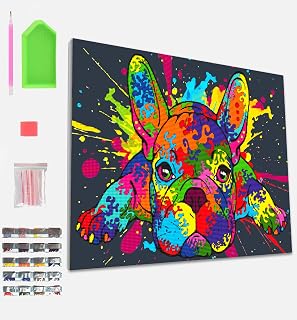 Splat Planet French Bulldog Framed Diamond Painting Kit, Crystal Art Framed, Rhinestones, Framed Diamond Art, 5D Diamond Painting Kit, Home Wall Decor, Arts and Crafts for Adults and Kids, 12x16 Inch - Image 1
