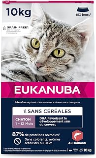 Grain Free Kitten Dry Food - Rich in Salmon - DHA, Non-GMO, Artificial Colors, Flavours - 10 kg - Image 1
