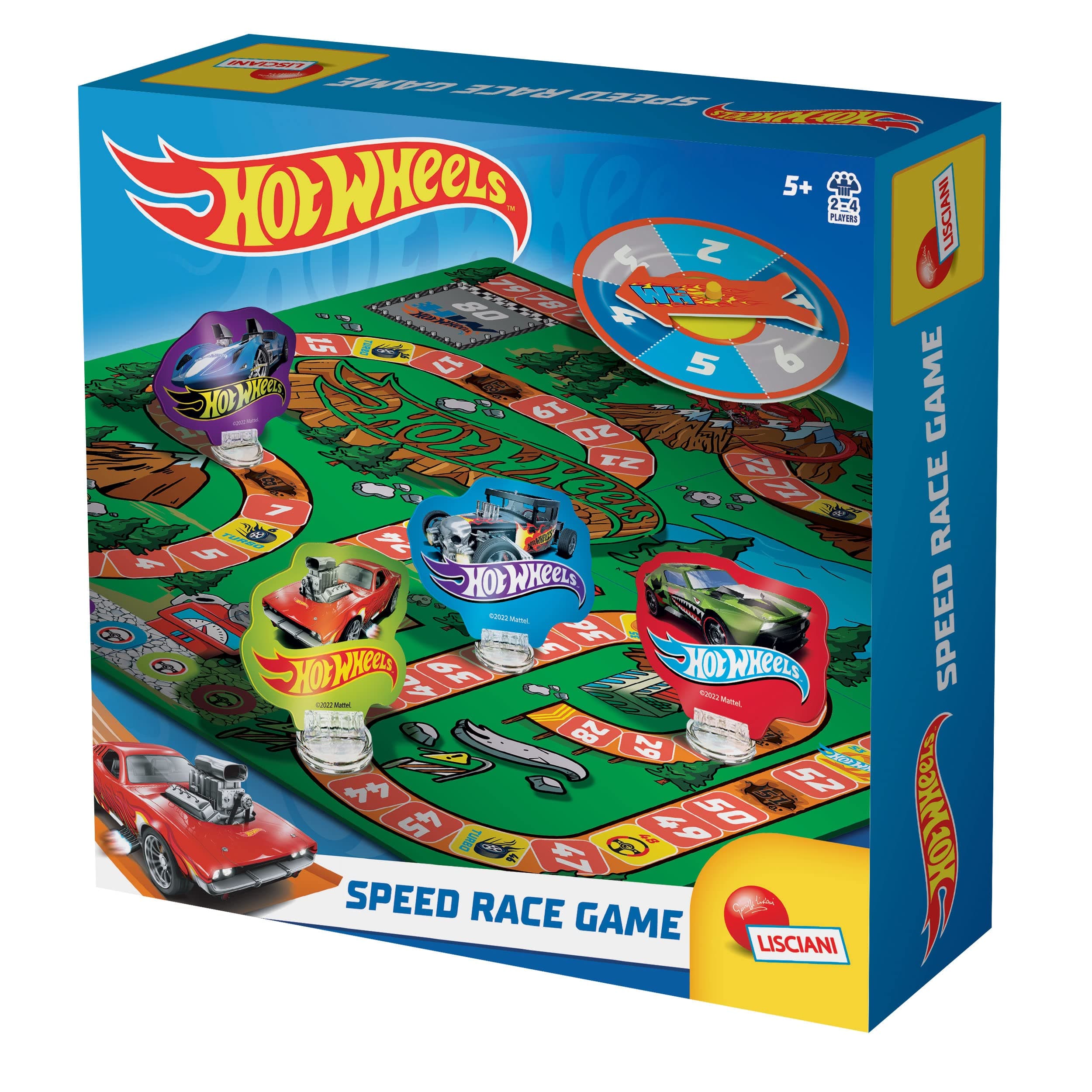 Lisciani - Hot Wheels - Speed Race Game - Goose Game from 5 Years - Classic Board Game for 2 to 4 Players - Race Theme - Stimulates Logic, Memory and First Calculations - Dynamic Game