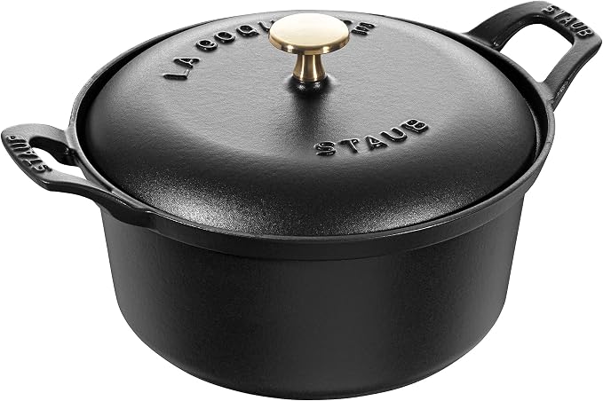STAUB 40508-114-0 Casserole Dish Cast Iron Cocotte, Black, 20 cm - Image 1