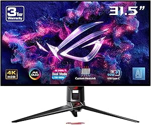 ASUS ROG Swift OLED PG32UCDP 32", 4K 240Hz or FHD 480Hz, 0.03ms (GTG), G-Sync, Heat Sink, OLED Care, AI Assistant, DisplayHDR 400 True Black, 99% DCI-P3, 10 Bits, Type-C 90W PD - Image 1