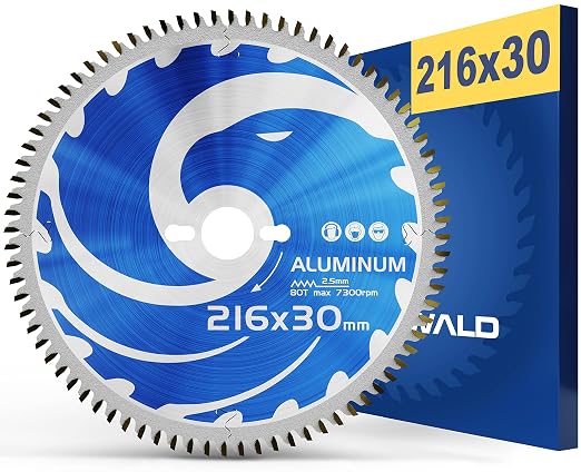 FALKENWALD 216 x 30 saw blade, ideal for aluminium, compatible with Bosch PCM 8s, GCM 8 SDE, circular saw blade 216 x 30, cutting saw, hacksaw blade for cutting saw - Image 1