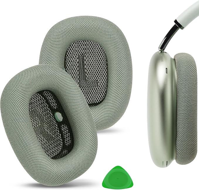 Geekria Comfortable Mesh Fabric Replacement Earpads Compatible with Apple AirPods MAX (A2096), AirPodsMAX2 (A3184), Ear Pads (Green) - Image 1