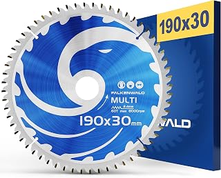 FALKENWALD® Lame de scie circulaire 190 x 30 mm pour bois, le métal et l'aluminium, compatible avec les scies circulaires portatives Bosch et Makita, lame de scie multi-dents avec dents en métal dur - Image 1