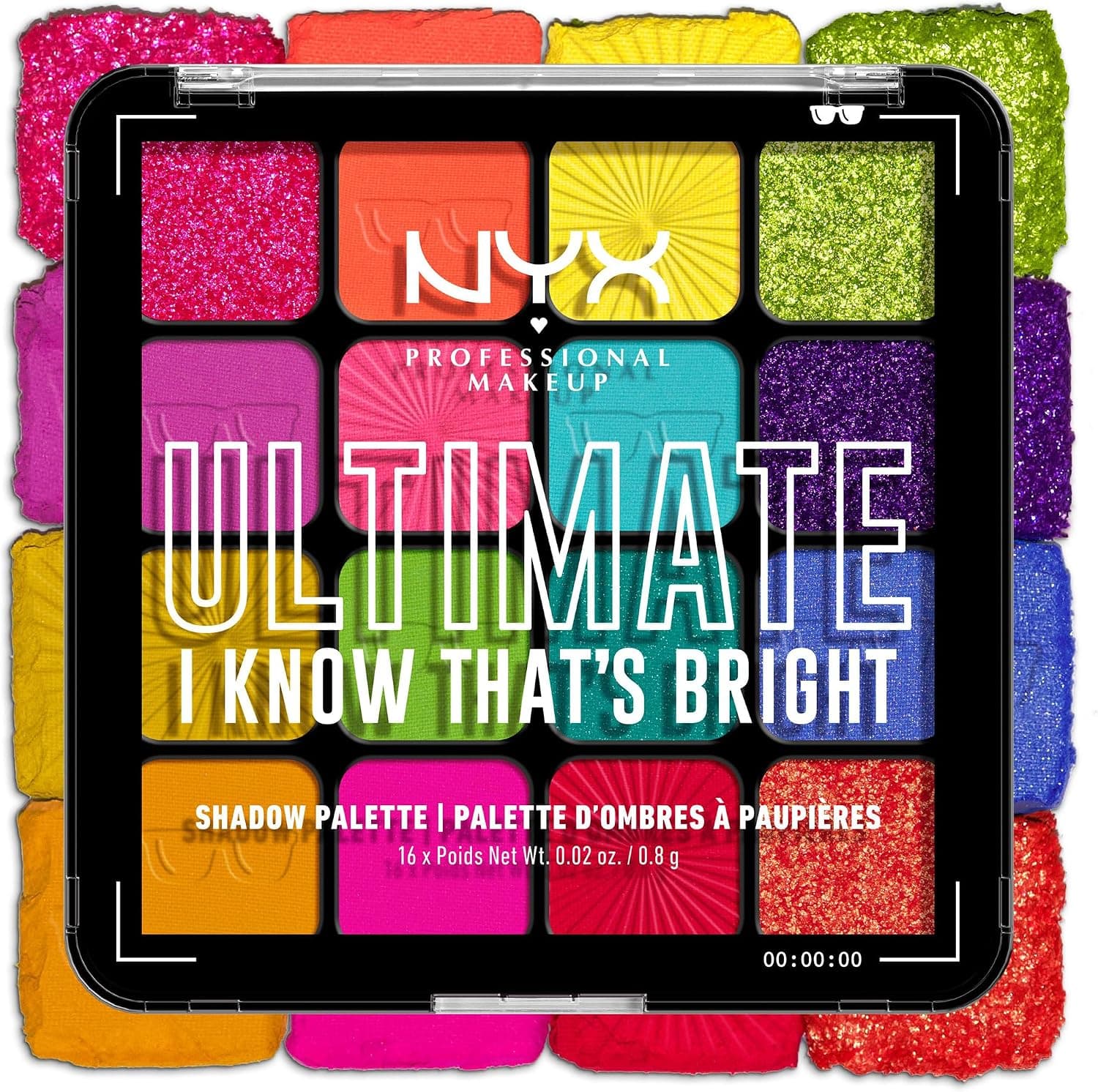 NYX Professional Makeup Palette de Fards à Paupières Ultimate Shadow, 16 couleurs, Finition Intense et Longue Durée, Formule Vegan Sans Ingrédients d'Origine Animale ou Dérivé, I Know That's Bright