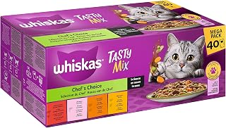 Whiskas Tasty Mix Chef's Choice Aliments en Sauce, 40 sachets de 85 g (1 Grand Paquet), Nourriture Humide pour Chats Adultes, à partir de 1 an - Image 1