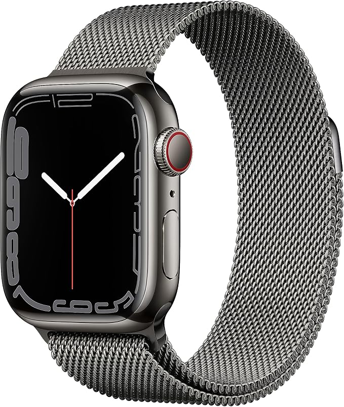 Apple Watch Series 7 (GPS + Cellular, 41 mm) Smartwatch – Edelstahlgehäuse Graphit, Milanese Armband Graphit. Fitnesstracker, Blutsauerstoff und EKGApps, Always-On Retina Display, Wasserschutz - Image 1
