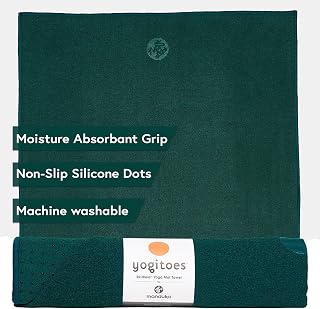 Manduka Yogitoes Serviette de Tapis de Yoga légère en Microfibre à séchage Rapide, Technologie antidérapante antidérapante pour Yoga Chaud, Vinyasa et Power - Image 1
