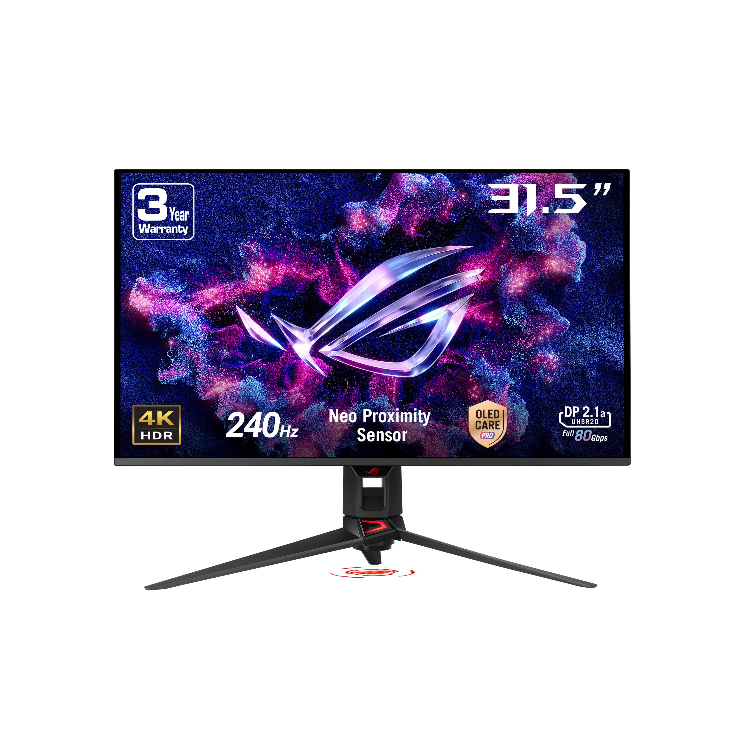ASUS ROG Swift OLED PG32UCDMR, 31.5" Gaming Monitor, 4K QD-OLED (3840 x 2160), 0.03ms (GTG), 240Hz, Compatible with G-Sync, USB-C and USA-A Ports, DisplayPort, HDMI, DisplayWidget Center, Black - Image 1
