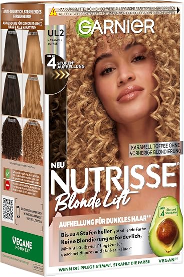 Garnier Nutrisse Blonde Lift Lightening for Dark Hair Caramel with 4 Levels of Lightening Without Bleaching - Image 1